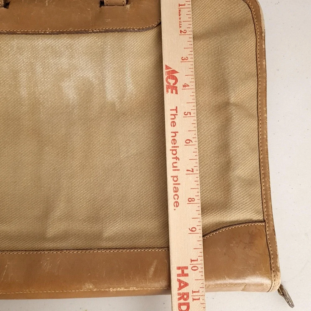 Ghurka Attache Bag No 24 Beige Soft Case Twill Leather Briefcase Bag USA 10x15